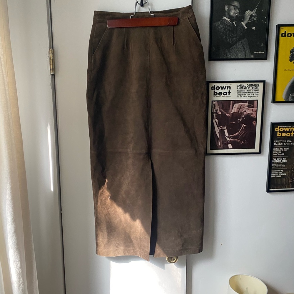 Suede Brown Midi Skirt